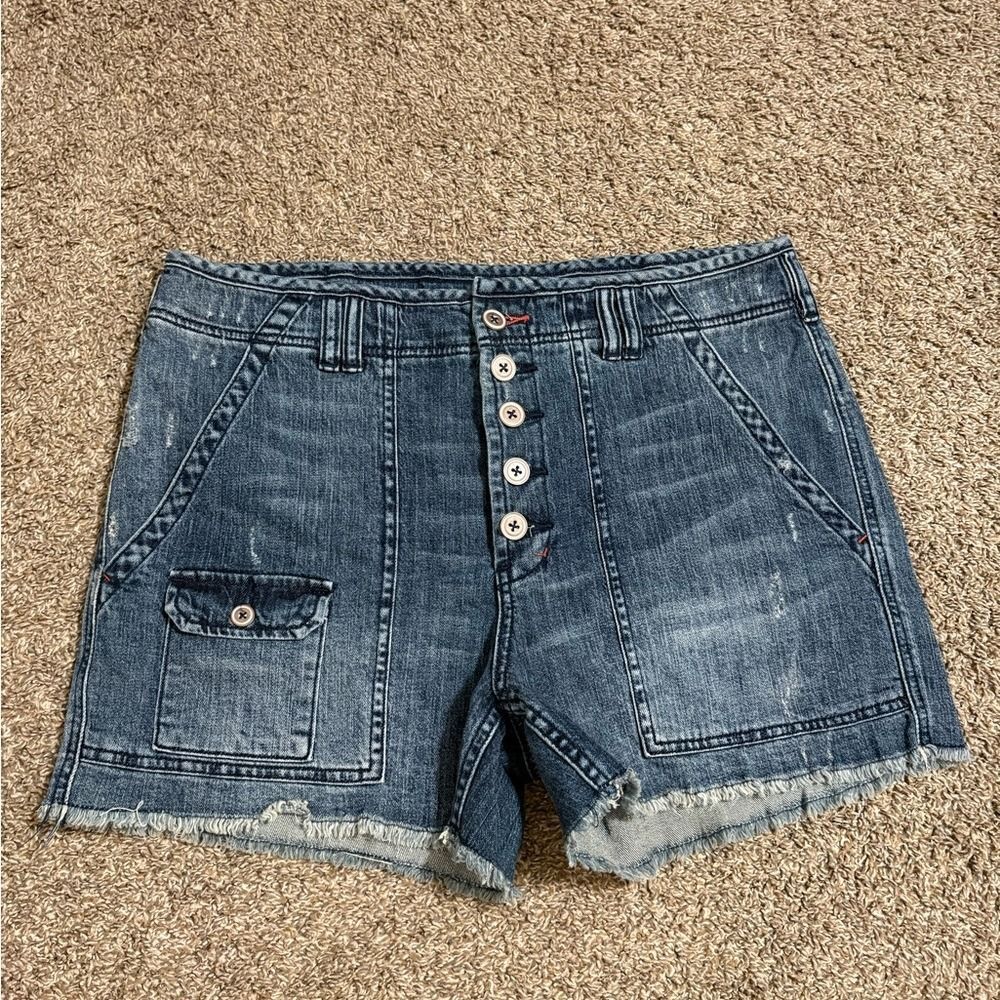 Anthropologie Pilcro The Wanderer Blue Jean Shorts.